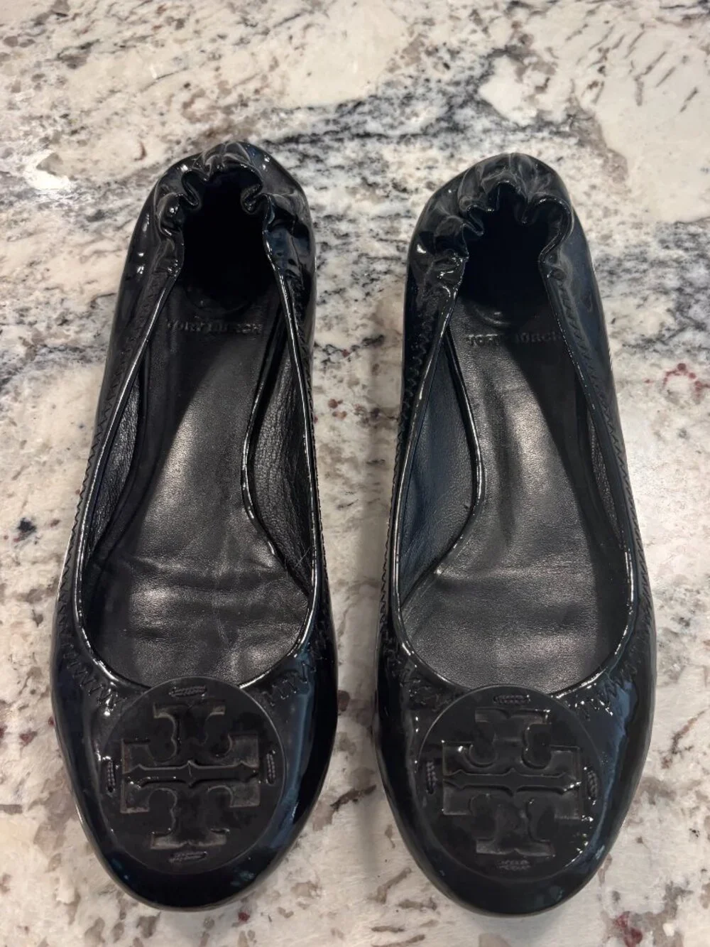 Tory Burch Minnie Flat - Black Patent - Women's Size 7
